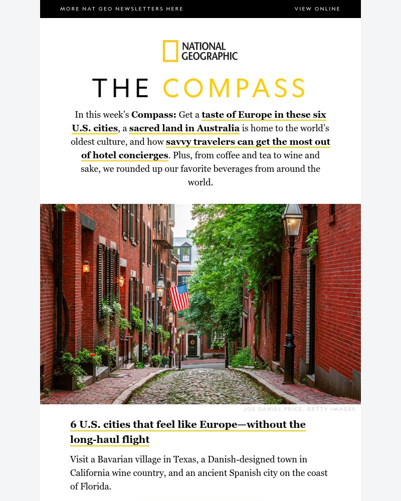 Screenshot of email sent to a National Geographic Newsletter subscriber