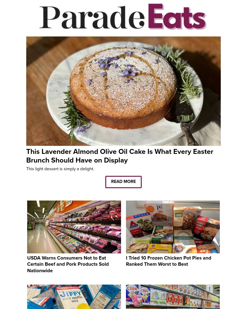 Screenshot of email sent to a Parade Newsletter subscriber