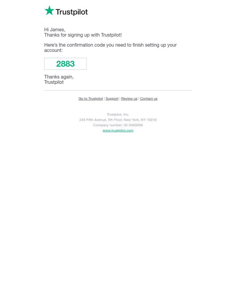 Screenshot of email with subject /media/emails/use-code-2883-to-set-up-your-trustpilot-account-fa0afe-cropped-6dd22a84.jpg