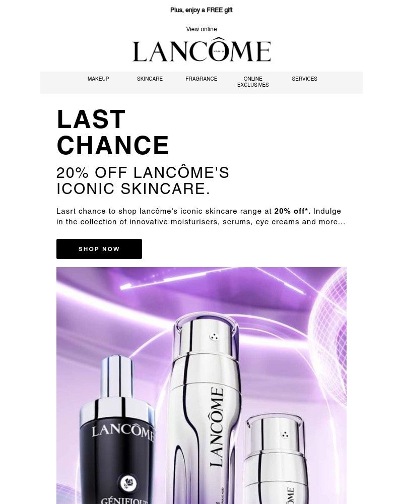 Screenshot of email with subject /media/emails/user-20-off-lancomes-skincare-ends-today-0d9e5c-cropped-9721d5b7.jpg