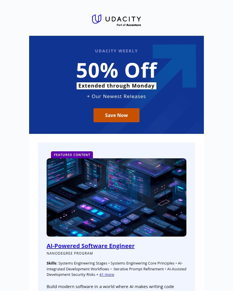 Screenshot of email sent to a Udacity Registered user