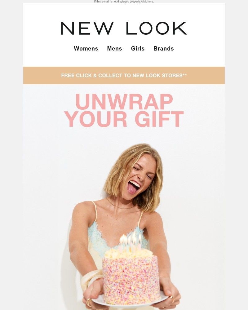 Screenshot of email sent to a New Look Newsletter subscriber