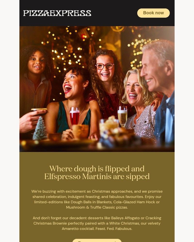 Screenshot of email sent to a Pizza Express Registered user