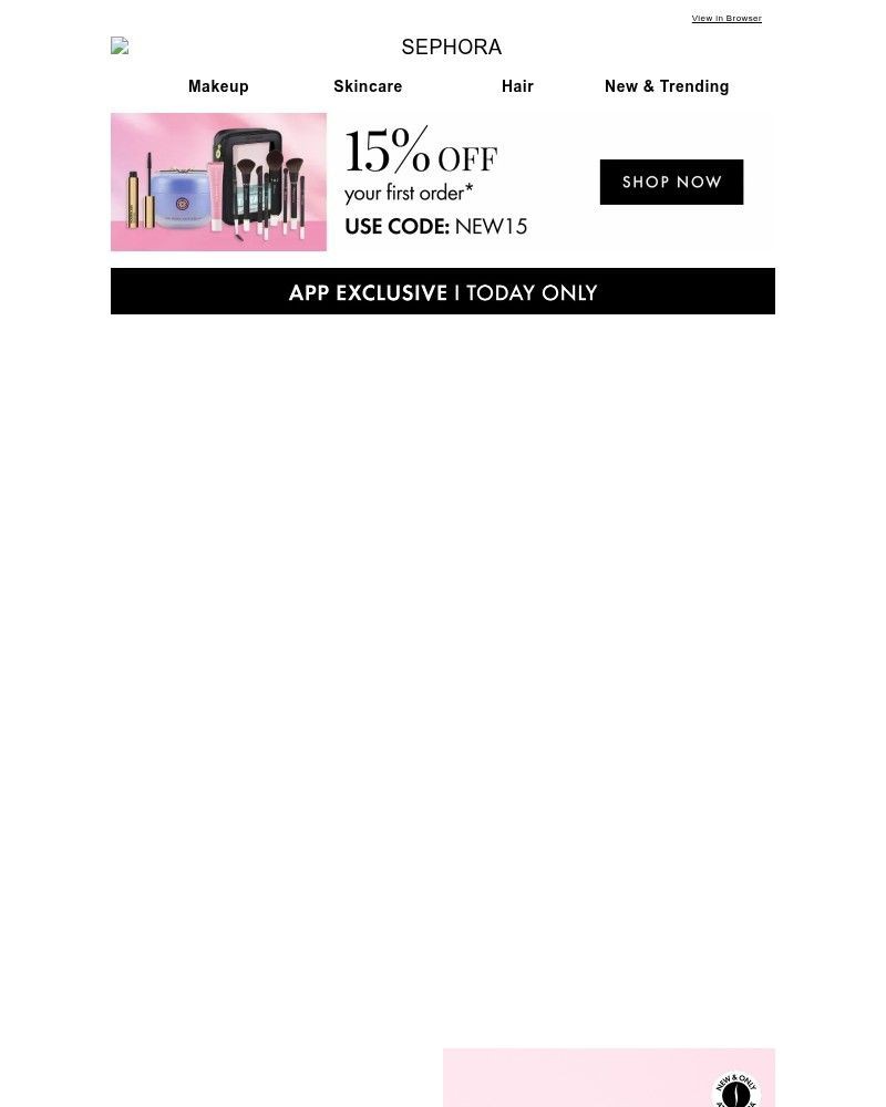 Screenshot of email sent to a Feelunique Newsletter subscriber