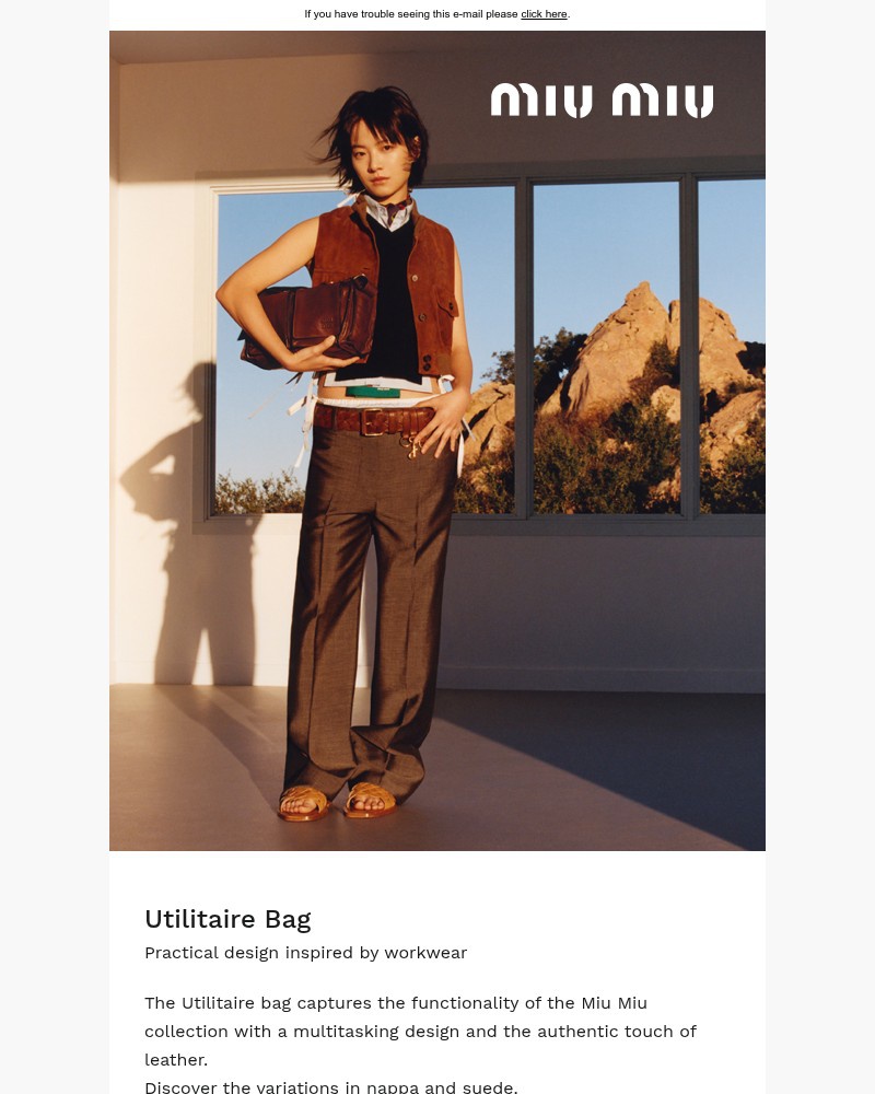 Screenshot of email sent to a Miu Miu Newsletter subscriber