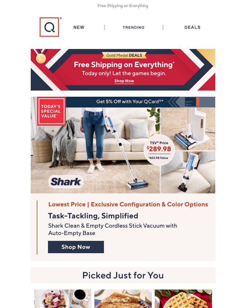 Screenshot of email sent to a QVC Newsletter subscriber