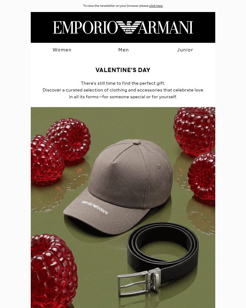 Screenshot of email sent to a Armani Newsletter subscriber