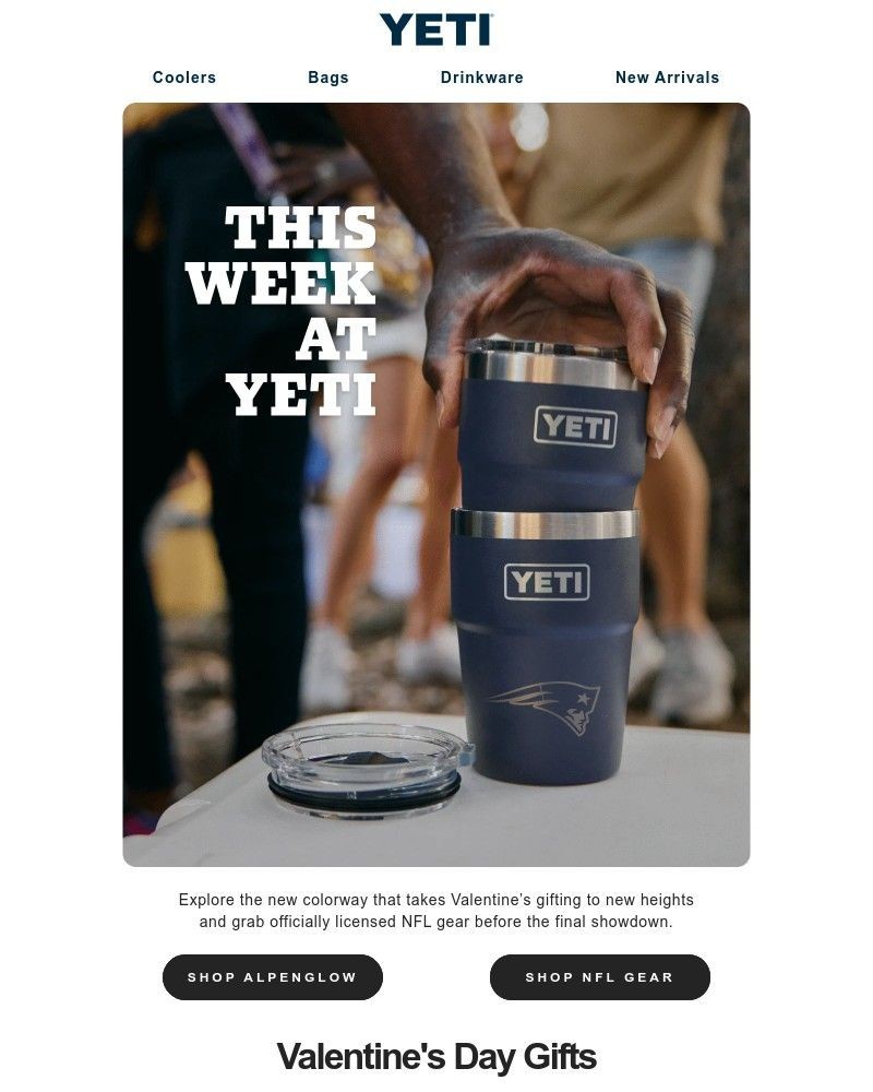 Screenshot of email sent to a Yeti Newsletter subscriber