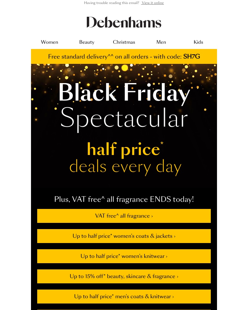 Email examples for black friday