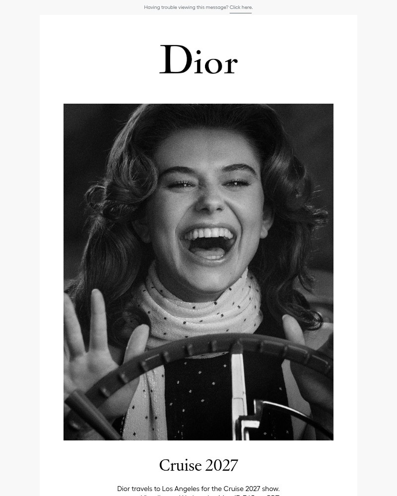 Screenshot of email sent to a Dior Newsletter subscriber
