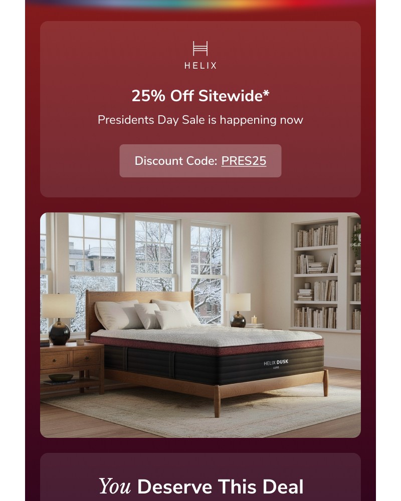 Screenshot of email sent to a Helix Newsletter subscriber