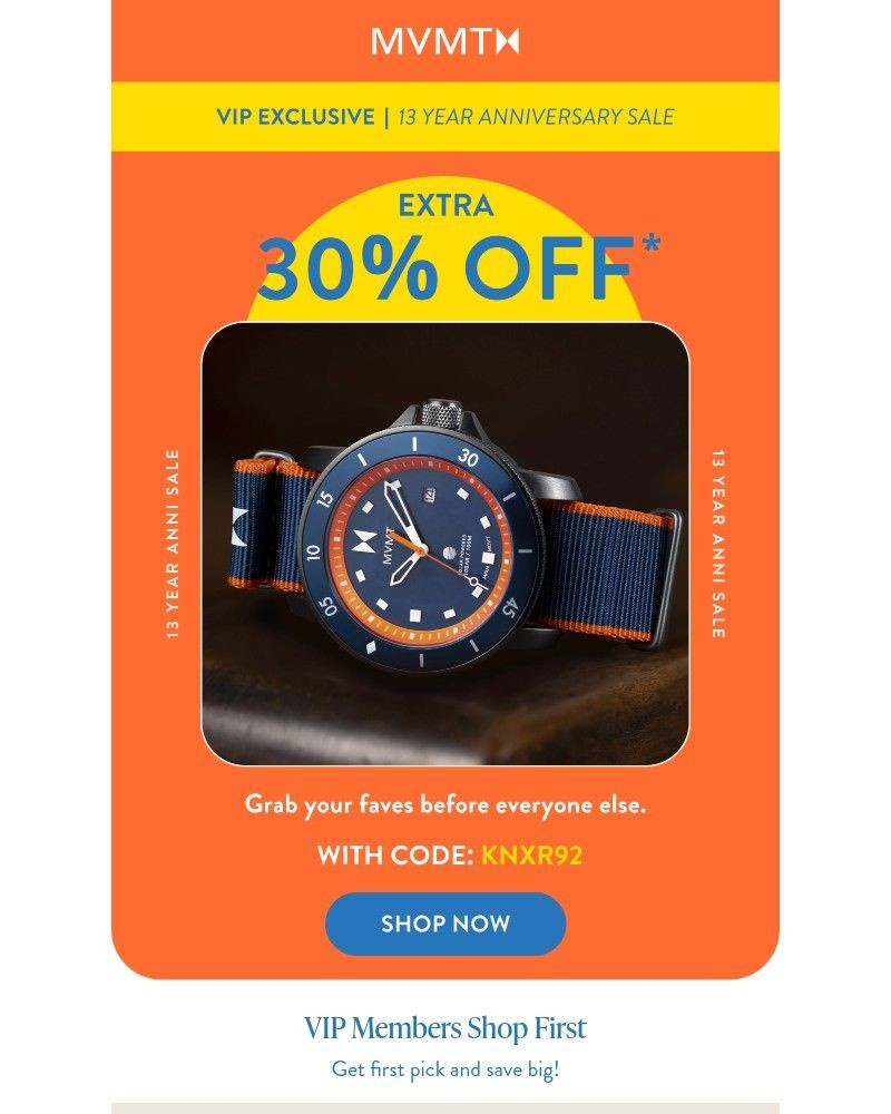 Screenshot of email sent to a MVMT Newsletter subscriber