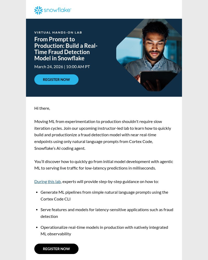 Screenshot of email sent to a Snowflake Newsletter subscriber