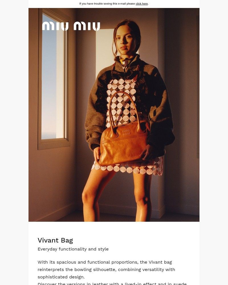 Screenshot of email sent to a Miu Miu Newsletter subscriber