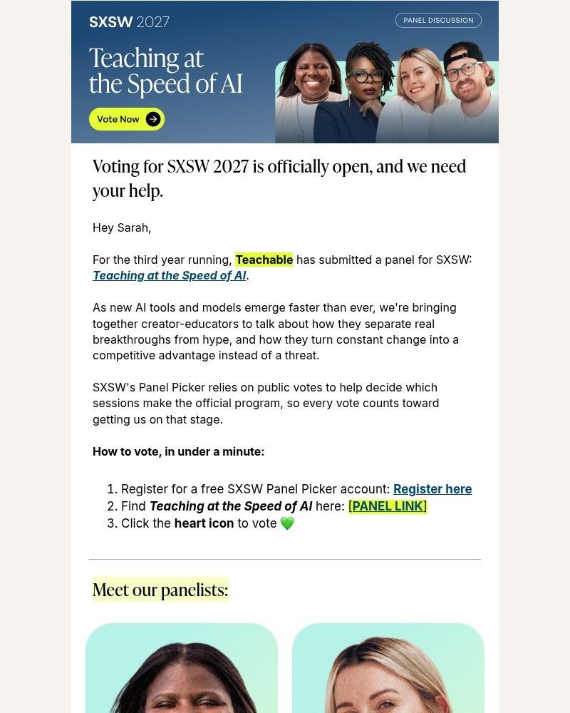 Screenshot of email with subject /media/emails/vote-for-teachable-at-sxsw-2027-it-takes-60-seconds-c38aee-cropped-5cba5a4c.jpg