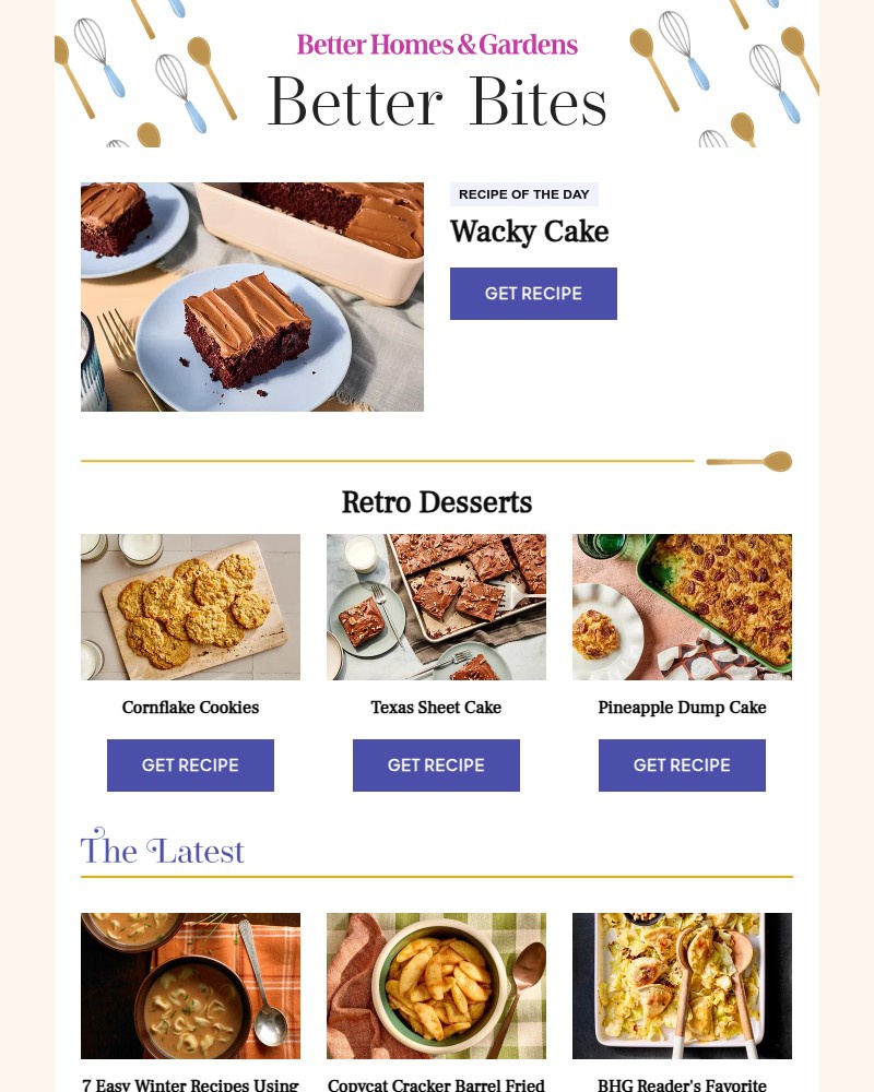 Screenshot of email sent to a Better Homes and Gardens Newsletter subscriber