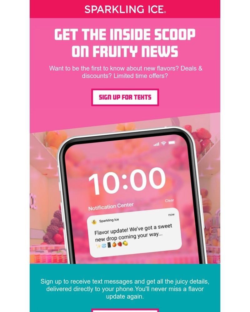 Screenshot of email sent to a Sparkling Ice Registered user