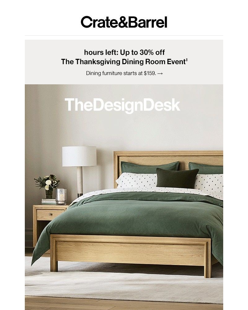Screenshot of email sent to a Crate & Barrel Newsletter subscriber
