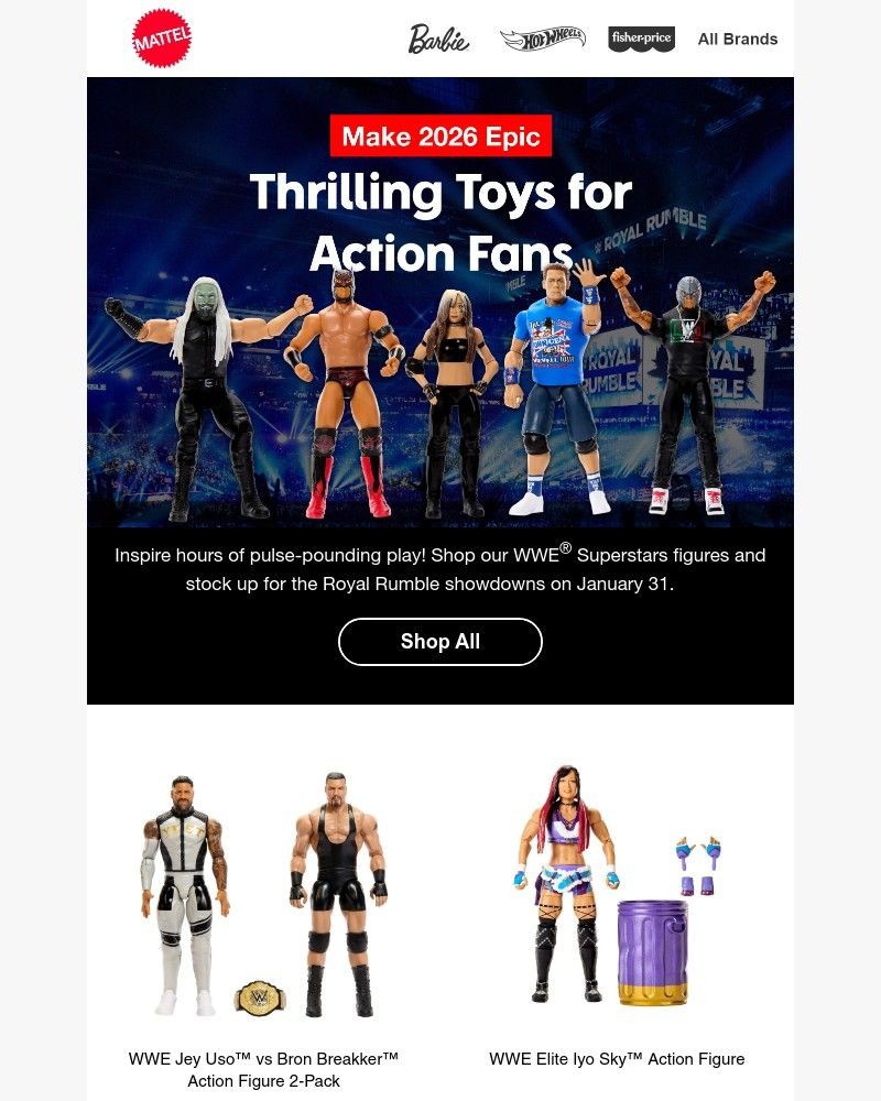 Screenshot of email sent to a Mattel Newsletter subscriber