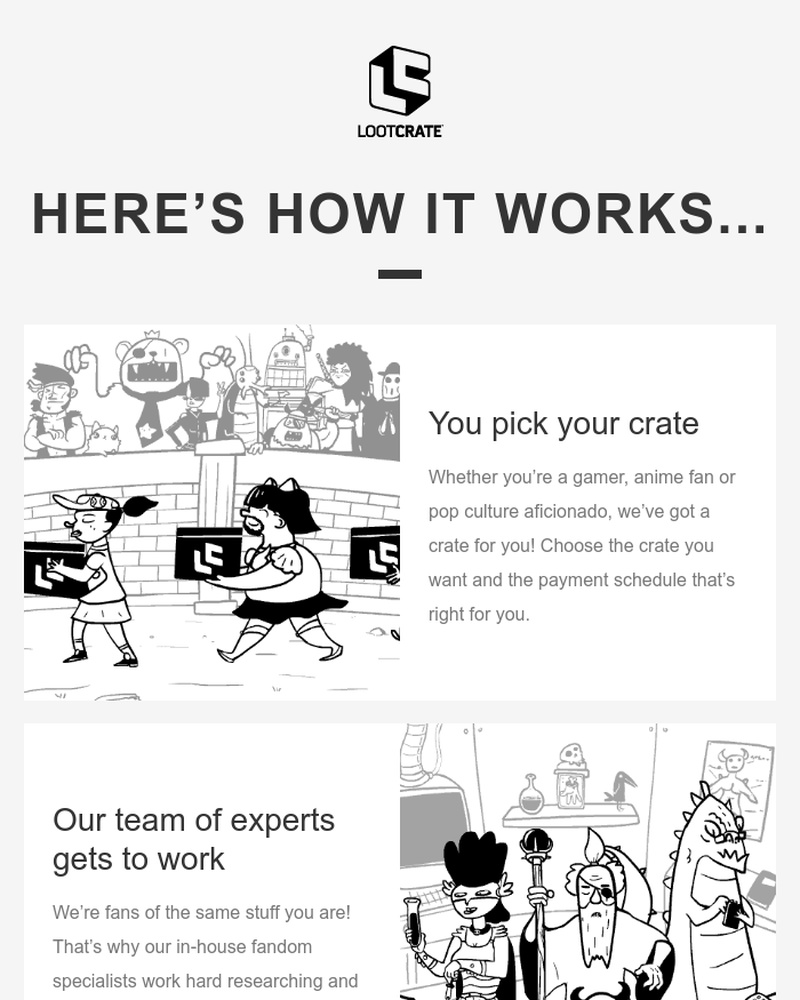Screenshot of email sent to a Loot Crate Newsletter subscriber