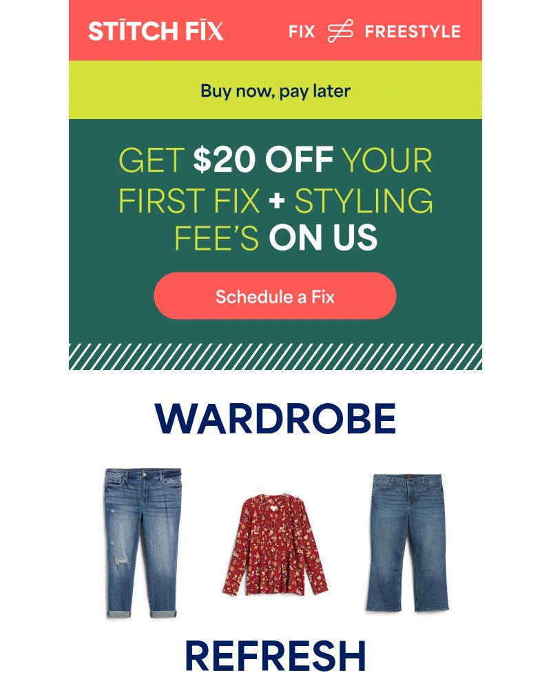 Screenshot of email sent to a Stitch Fix Cart abandoner