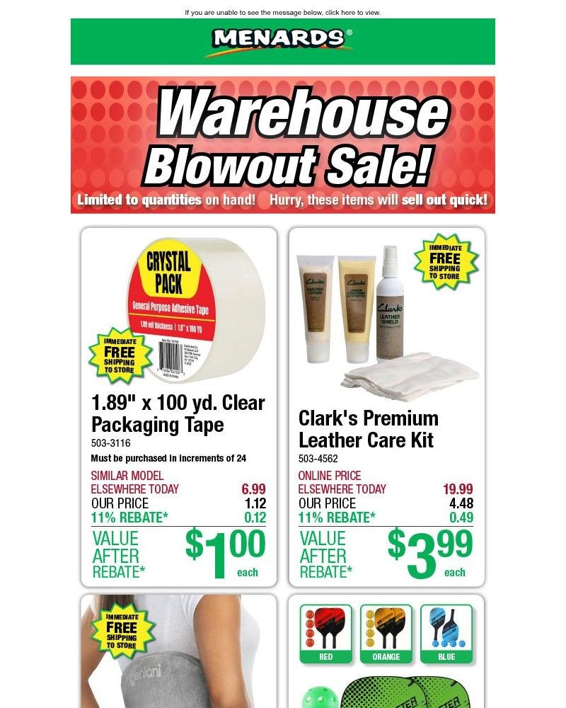 Screenshot of email sent to a Menards Newsletter subscriber