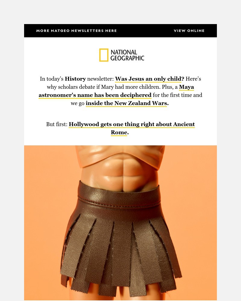 Screenshot of email sent to a National Geographic Newsletter subscriber