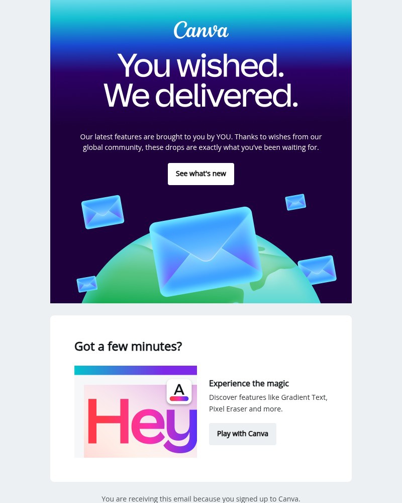 Screenshot of email sent to a Canva Customer