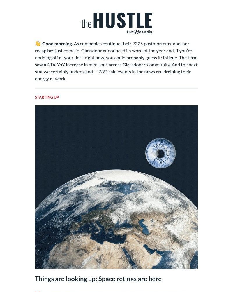 Screenshot of email sent to a The Hustle Newsletter subscriber