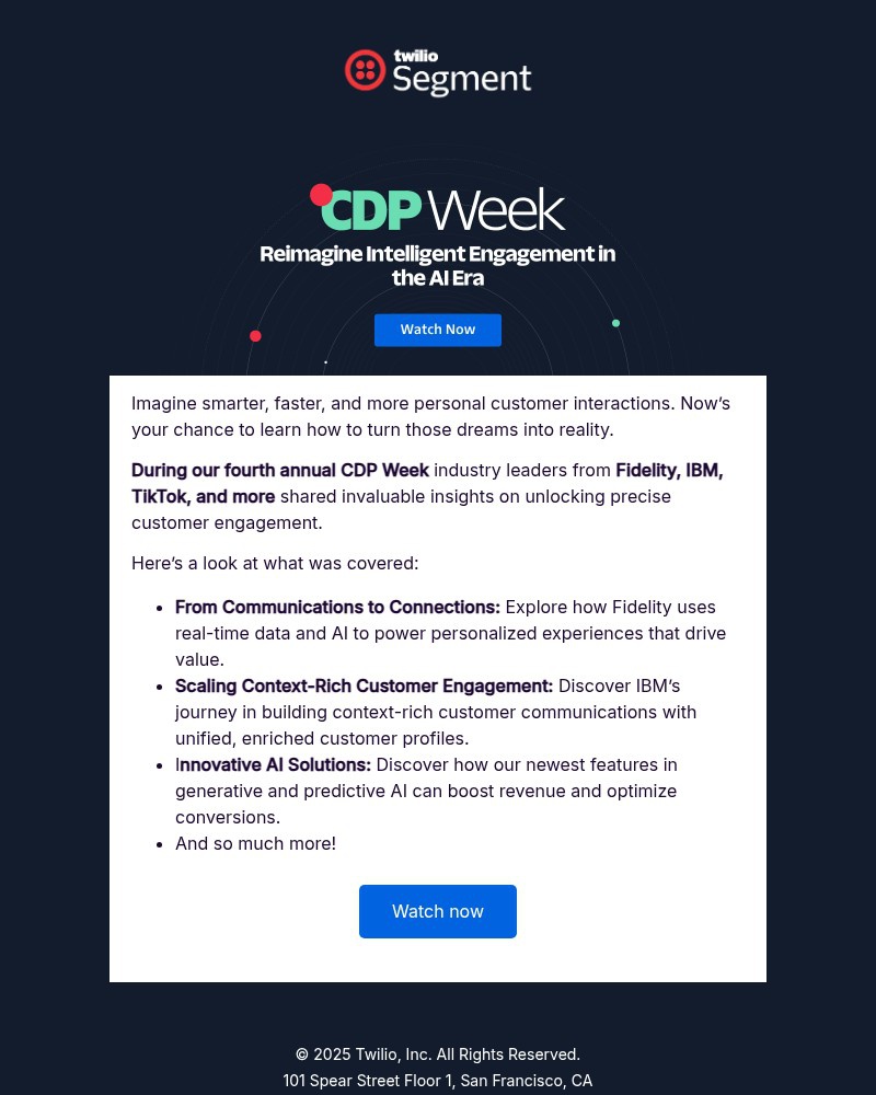 Screenshot of email sent to a Segment Trial user