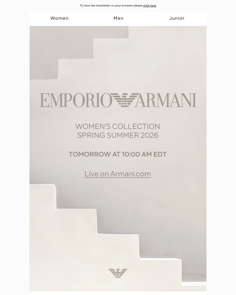 Screenshot of email with subject /media/emails/watch-the-womens-spring-summer-2026-collection-ce9035-cropped-ad498f12.jpg