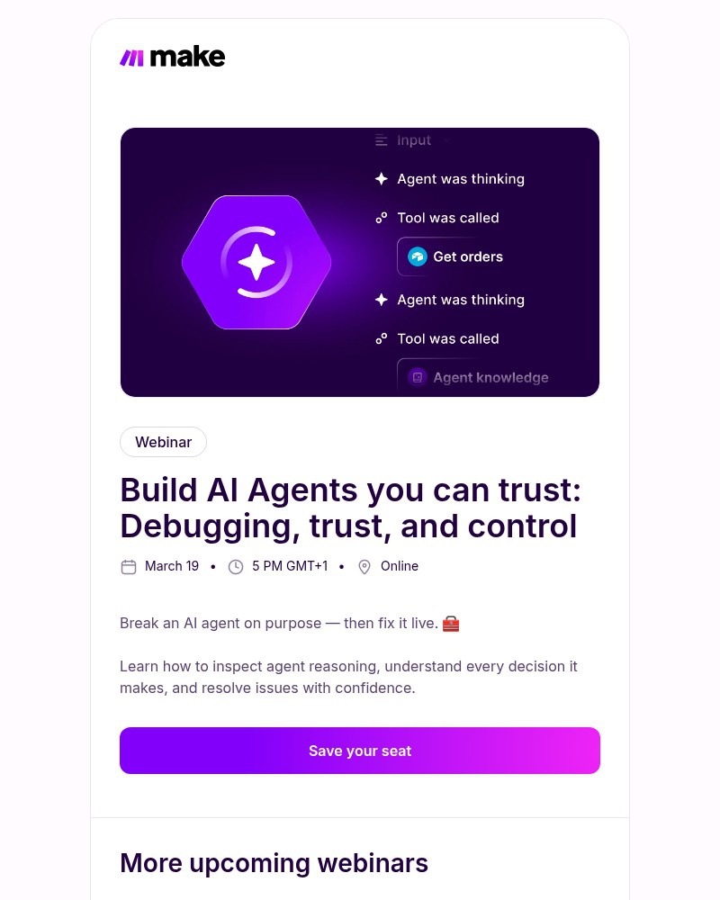 Screenshot of email sent to a Make Trial user