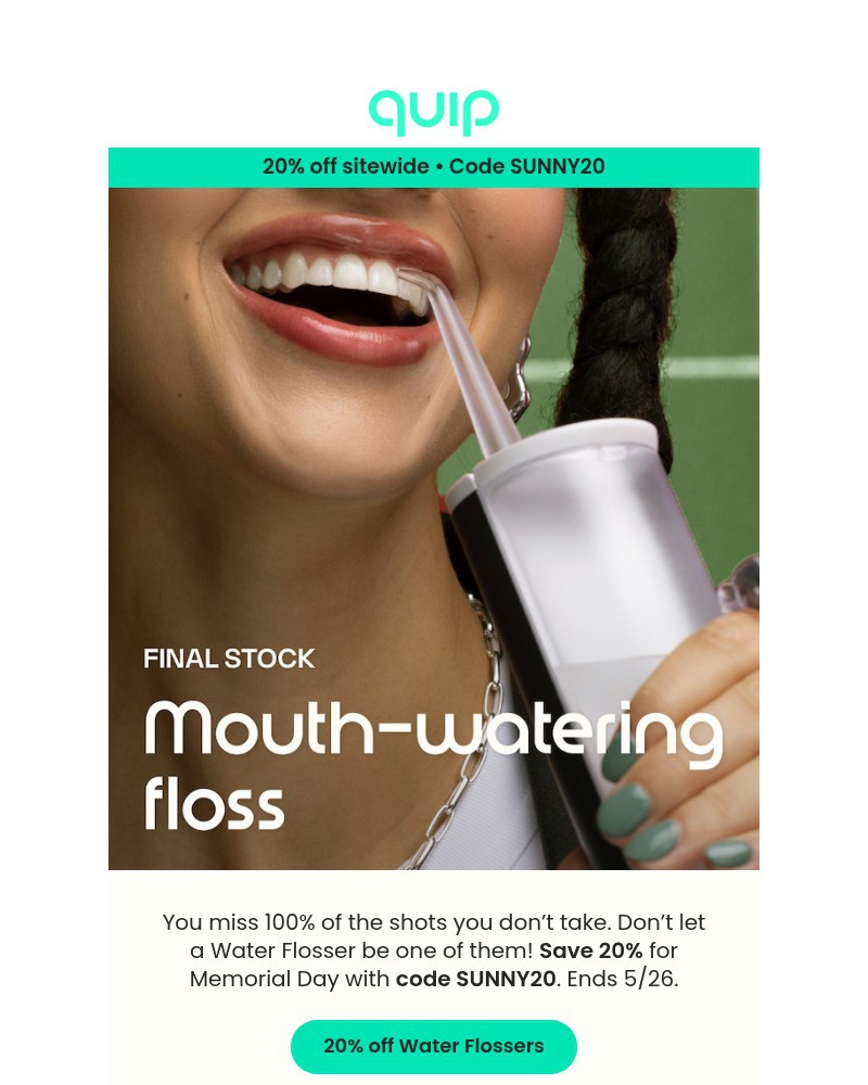 Screenshot of email sent to a Quip Newsletter subscriber