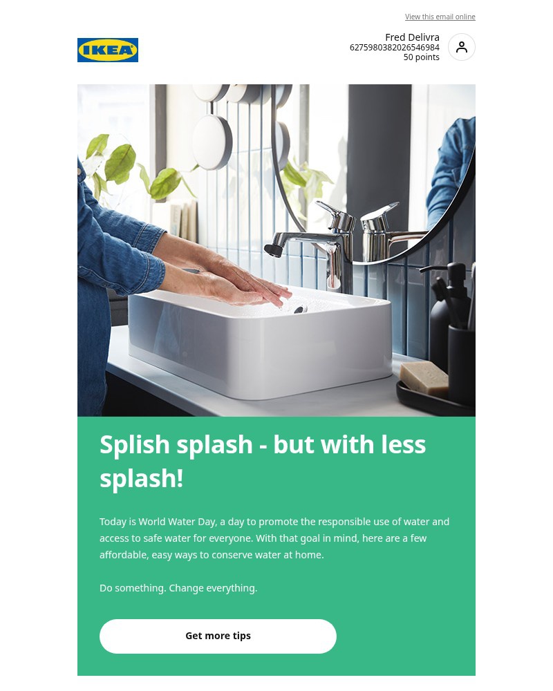 Screenshot of email sent to a Ikea Registered user