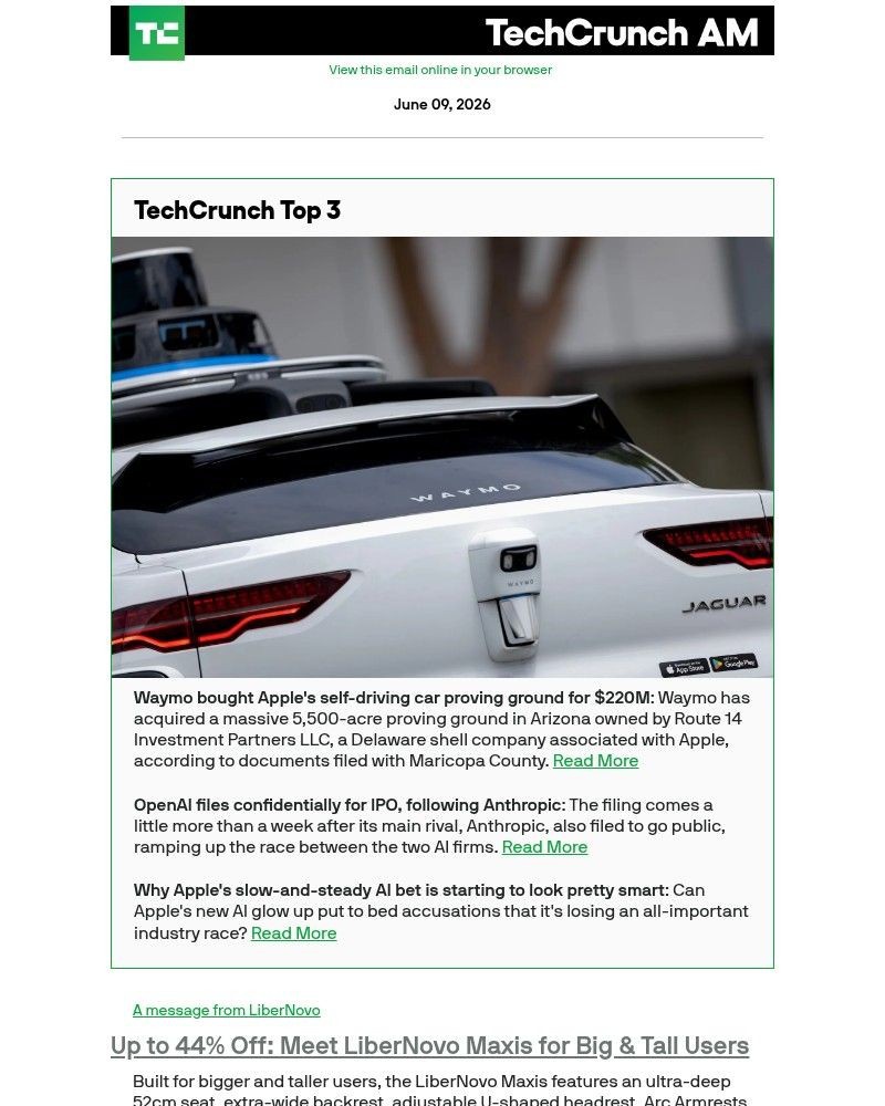 Screenshot of email with subject /media/emails/waymo-bought-apples-self-driving-car-proving-ground-for-220m-aa5702-cropped-b89b267d.jpg