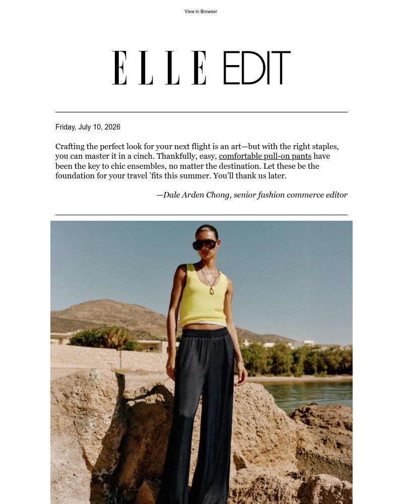 Screenshot of email sent to a Elle Newsletter subscriber