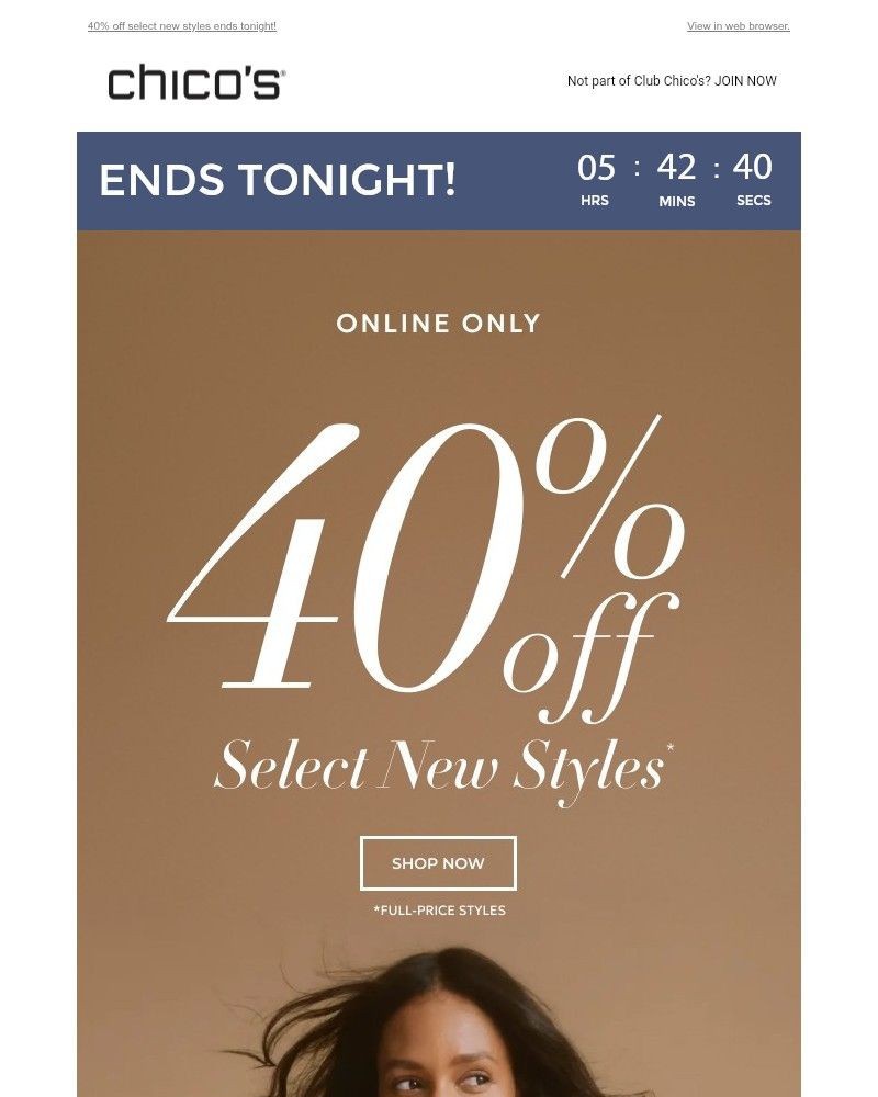 Screenshot of email sent to a Chico’s Newsletter subscriber