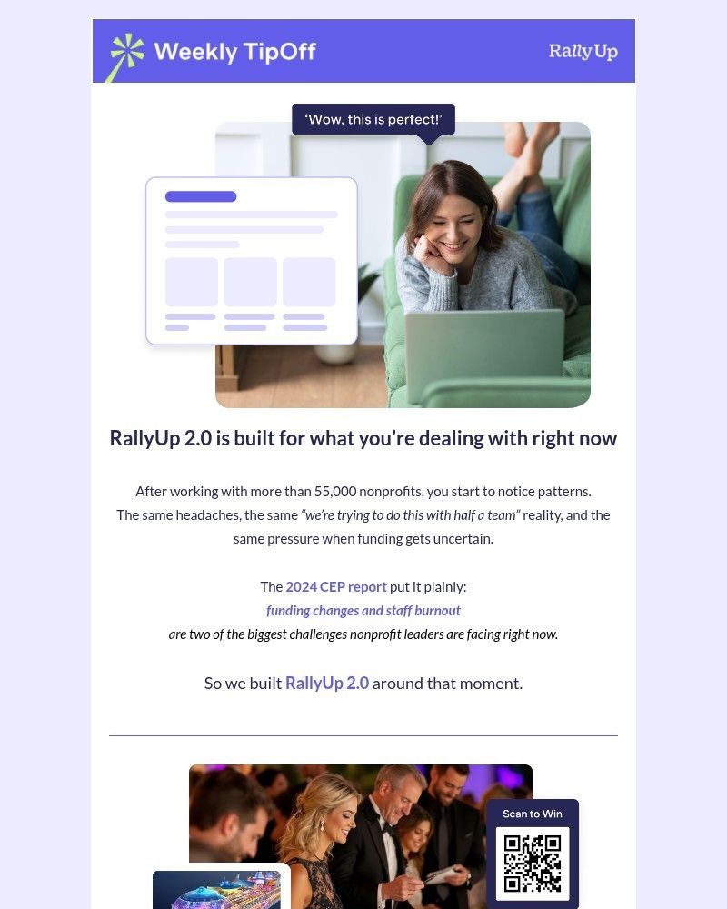 Screenshot of email sent to a RallyUp Newsletter subscriber