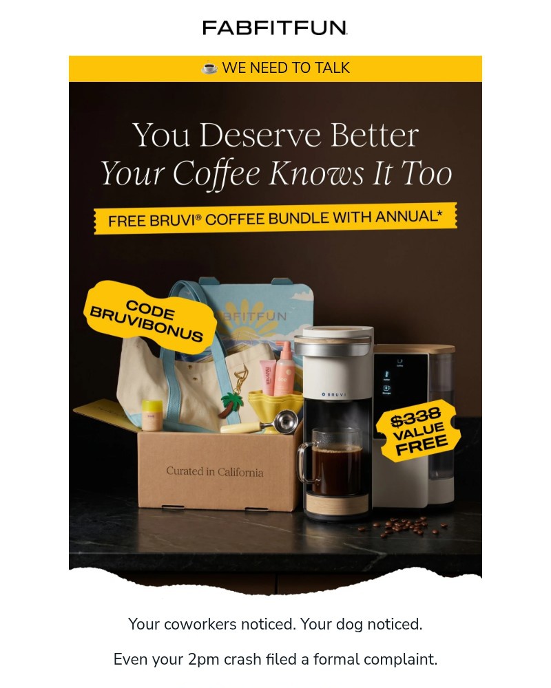 Screenshot of email sent to a FabFitFun Newsletter subscriber