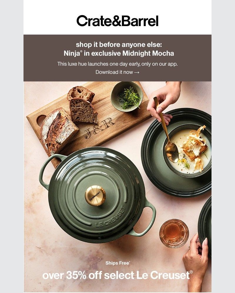Screenshot of email sent to a Crate & Barrel Newsletter subscriber