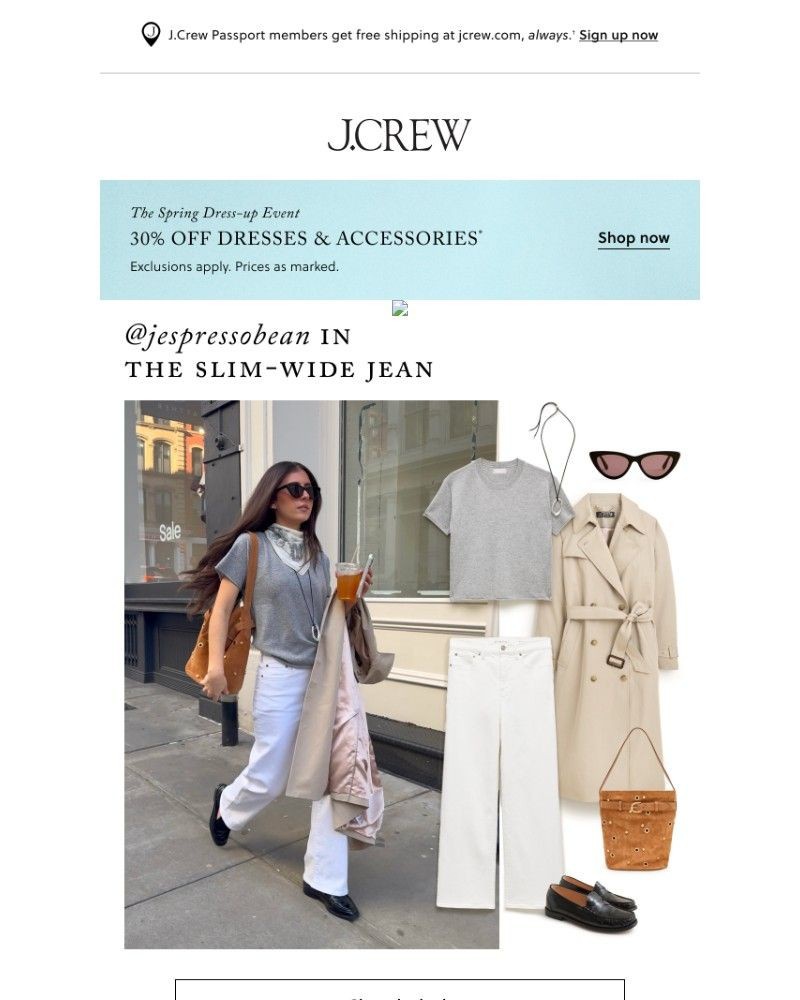 Screenshot of email sent to a J.Crew Newsletter subscriber
