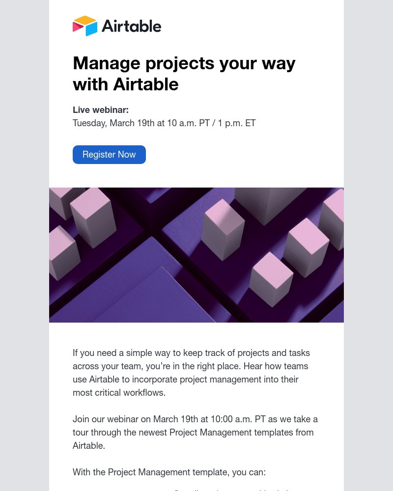 Screenshot of email with subject /media/emails/webinar-register-for-manage-projects-your-way-with-airtable-350d43-cropped-1d2bd583.jpg
