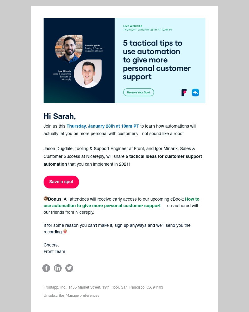 Screenshot of email with subject /media/emails/webinar-thursday-front-nicereply-5-tips-to-automate-customer-support-4b1318-cropp_vZY7aUD.jpg