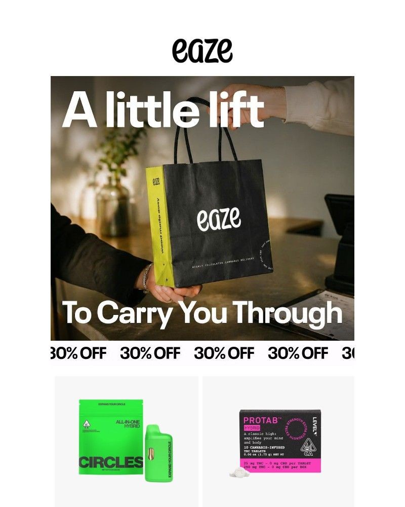 Screenshot of email sent to a Eaze Registered user