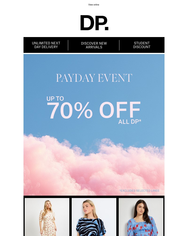 Screenshot of email sent to a Dorothy Perkins Newsletter subscriber