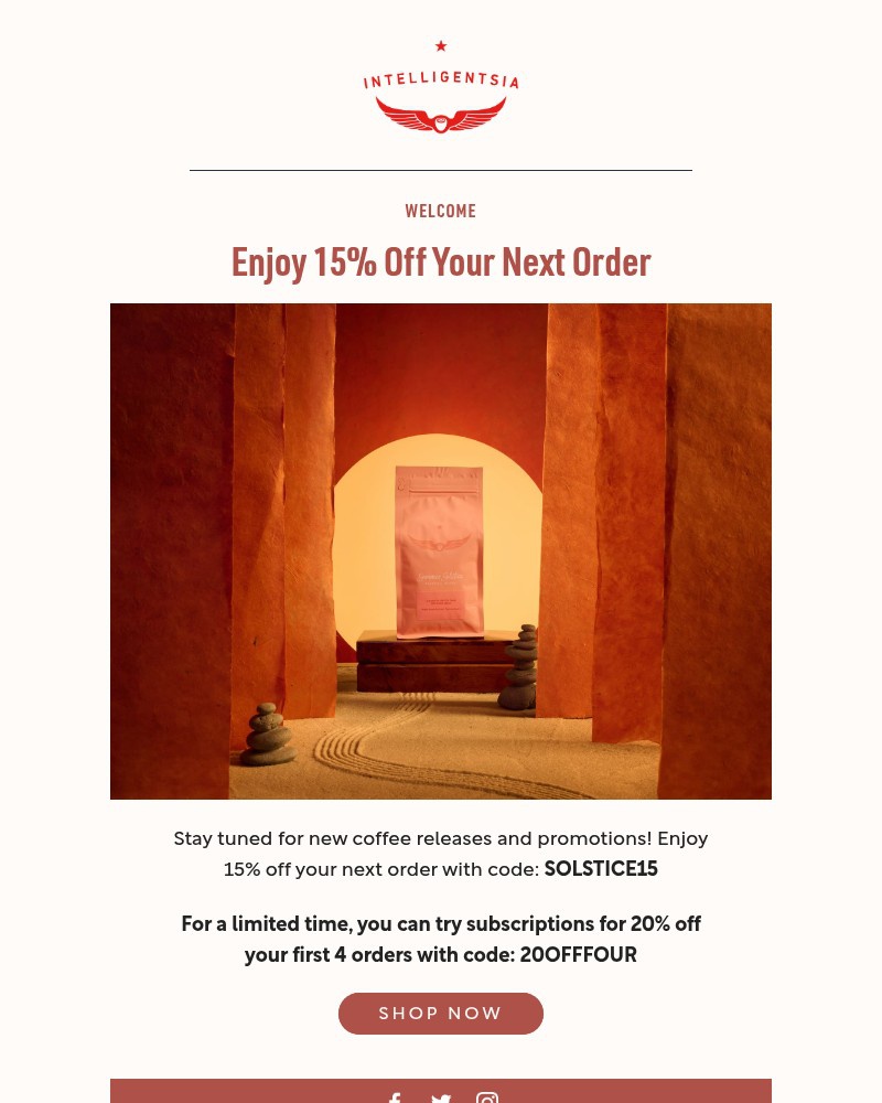 Screenshot of email sent to a Intelligentsia Newsletter subscriber