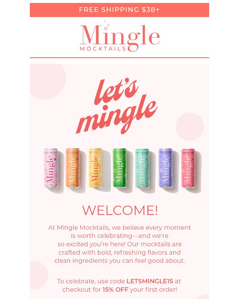 Screenshot of email sent to a Mingle Mocktails Newsletter subscriber