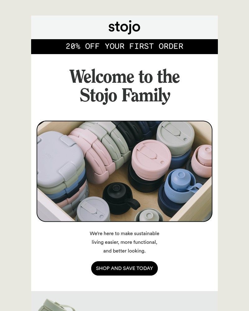 Screenshot of email sent to a Stojo Newsletter subscriber