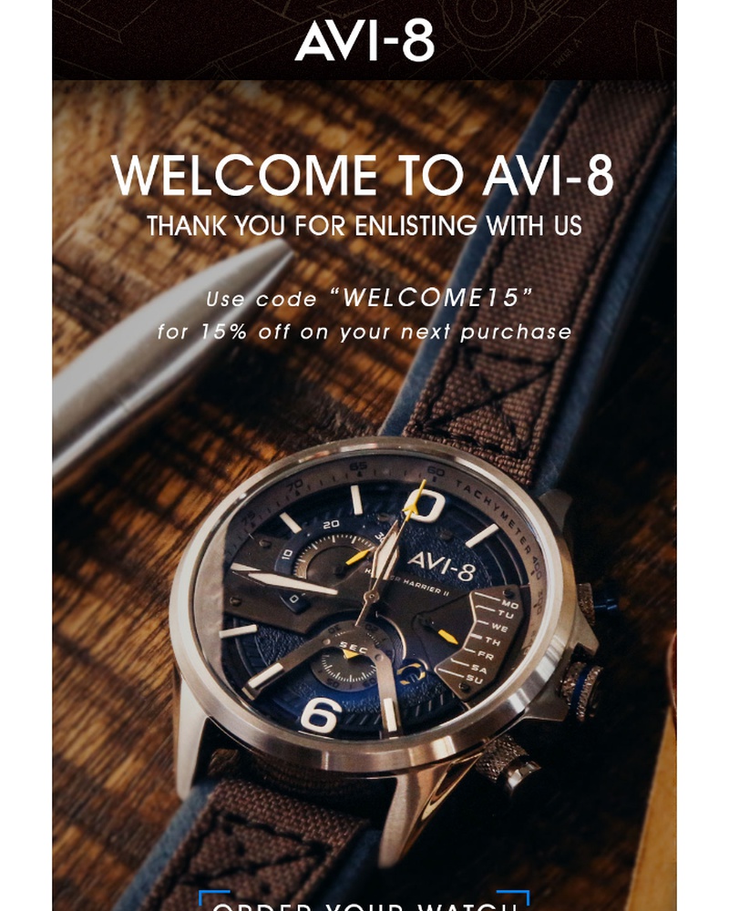 Screenshot of email with subject /media/emails/welcome-to-avi-8-your-15-off-code-is-inside-cropped-cf2e64e6.jpg