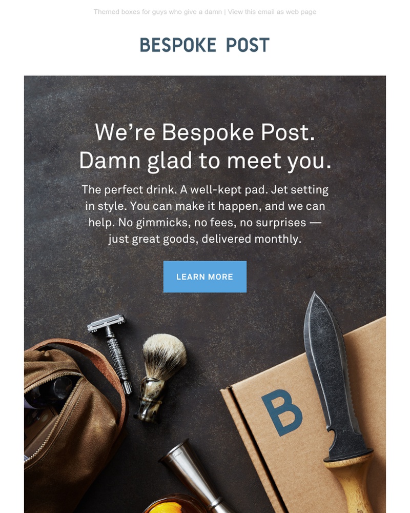 Screenshot of email sent to a Bespoke Post Newsletter subscriber